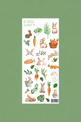 M72 Küçük Tavşan Sticker Seti Çok Renkli