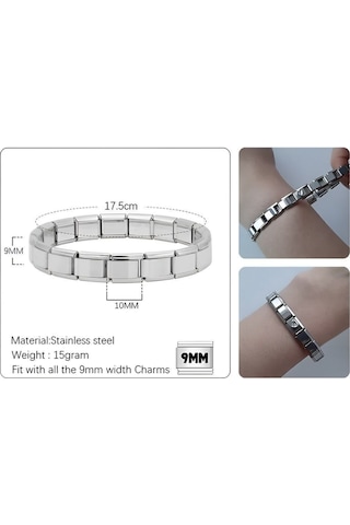 Çelik Kişiselleştirilebilir Italyan Charm Bileklik - Paslanmaz Çelik Silver