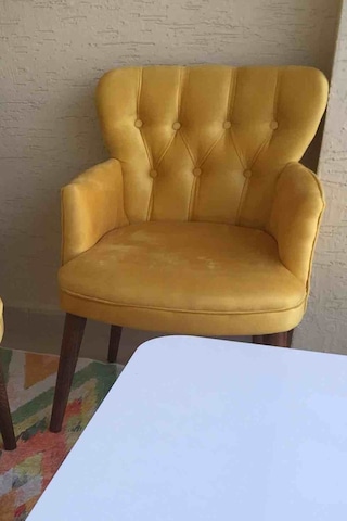 Kayser Home Berjer - Tekli Koltuk - Düz Renk - Ahşap Ayak - Babyface Kumaş - Sarı Sarı