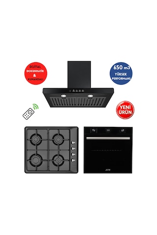 Eminçelik Ve AFM Jaesta FM7600 - 31 222 - FM3500B Siyah 3'lü Ankastre Set