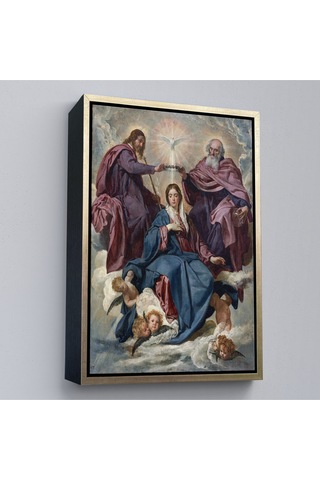 Ahşap Çerçeveli Diego Velazquez - Bakirenin Taç Giyme Töreni Tablo-7344
