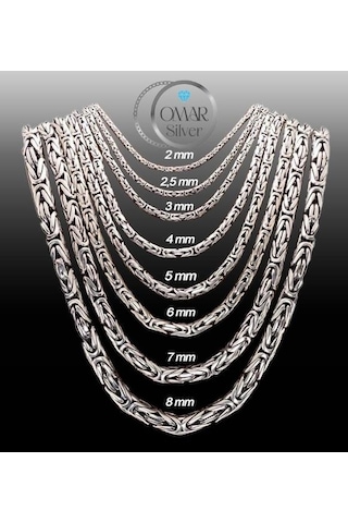 Omar Silver Zincir 925 Ayar 4 Mm Gümüş Erkek Oval Kral Kolye