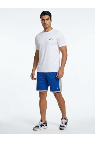Orendahill Erkek Spor Şort Hızlı Kuruyan Esnek Regular Fit Gym Cepli Yan Çizgi Detaylı Activewear Saks Mavi