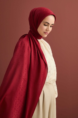 İmannooor Zincir Desen Bordo Pamuk İpek Şal 70x210