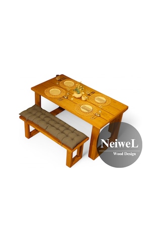 Neiwel Garden Avex Doğal Ahşap Banklı Bahçe Masa Takımı-70-100 Takım Açık Ceviz