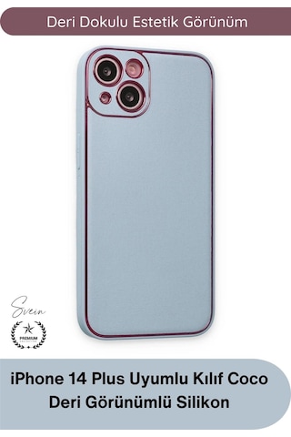 Kılıf iPhone 14 Plus Uyumlu Kılıf Coco Deri Görünümlü Silikon Kapak Darbe Emici Esnek Yumuşak Koruy