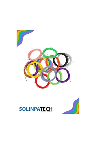 3D Kalem PLA Filament Seti 50 Metre (10 Renk) | 3D Yazıcı ve Kalem Uyumlu Renkli Filament