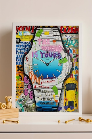 The World Is Yours Zaman Temalı Çerçeveli Tablo Patek Philippe Nautilus İş Arkadaşına Özel Hediye Saat