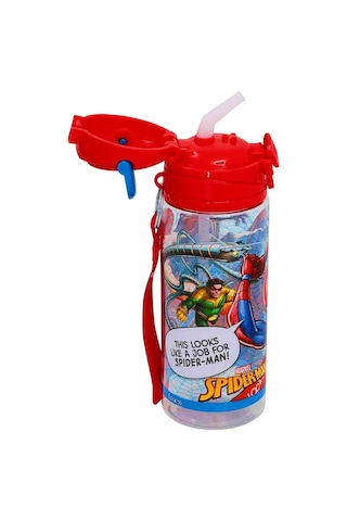 Spiderman Lisanslı Pipetli Plastik Matara 500 Ml Kırmızı Otto-42532