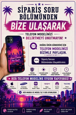 Retro Gün Batımı Araba Temalı Telefon Kılıfı Neon Şehir Tasarım Baskılı Silikon Kılıf Darbeye Dayanıklı Tüm Telefon Modellerine Uyumlu Mavi