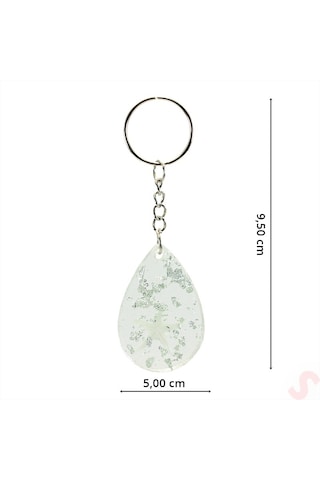 Epoksi Yıldızlı Kartlıklı Anahtarlık - Gümüş