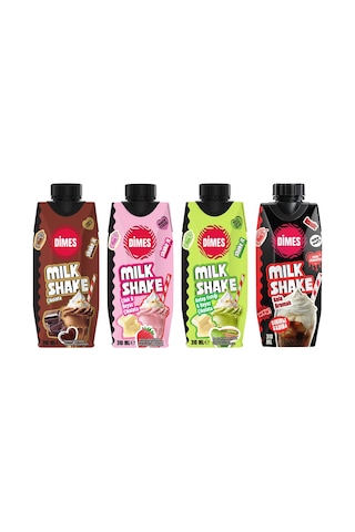 Dimes Milk Shake 310 Ml 4 Lü Karma Set - Çikolata - Antep Fıstığı - Kola - Çilek