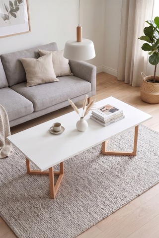 Blom Orta Sehpa Kayın Ahşap Ayaklı 120x60cm Beyaz-kayın Bl3-wk
