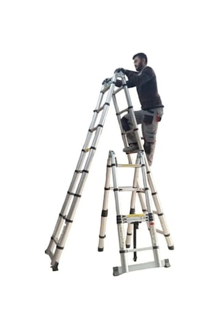 Ebax 2.5+2.5 5 Metre 8+8 Basamak 16 Basamak Çift Yönlü Alüminyum Teleskopik Merdiven