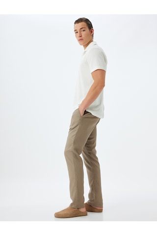 Koton Keten Pantolon Chino Cep Detaylı Düğmeli Taş 4sam40226hw Taş