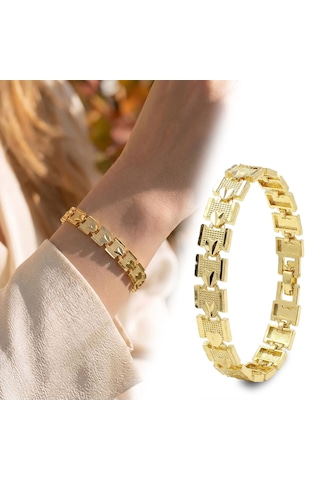 Premium Şık Ve Parlak Regalia 24k Gold Kaplama 8 Mm Kadın Bijuteri Bileklik 3183kbv5d12 18cm Altın