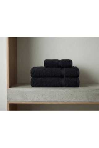 %100 Pamuk 4'lü Premium Siyah El Yüz Banyo Havlu Seti 45x90 Diğer