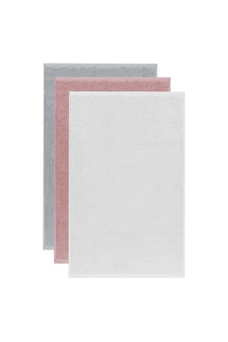 3 Lü Düz Renk El Yüz Havlu Seti %100 Pamuklu 50x90 Cm Gri-gül-beyaz 11