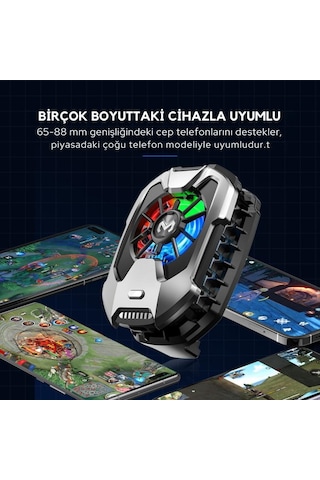 Coofbe 6000 Rpm Turbo Fan Rgb Işıklı Ultra Hafif Telefon Soğutucu Radyatör Tüm Telefonlara Uyumlu