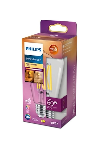 Philips LED Classic Dimlenebilir Şeffaf Filament Ampul 5.9W 806Lum 2700K Sarı Işık ST64 E27 (60W)