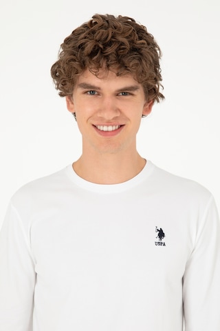 U.S. Polo Assn. Erkek Slim Fit Bisiklet Yaka Beyaz Basic Sweatshirt 50289027-VR013