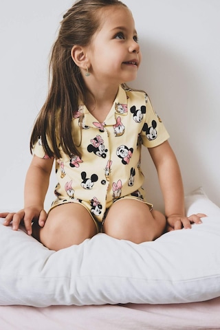 DeFacto Kız Bebek Disney Mickey & Minnie Pijama Takımı Kısa Kollu Penye Esnek Belli Şort E4652A525HSYL498