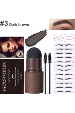 Yifomall Kaş Şablonu Seti - 12 Adet Kalıp Ve 2 Fırça İle Kalıcı Su Geçirmez Kaş Makyajı Koyu Kahverengi