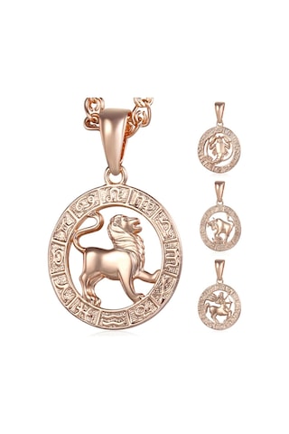 Saatcaddesi Pigado Astroloji Burçlar Kolye Rose Renk Özel Kutusunda Metal