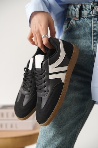 Daxtors Garantili Carina Günlük Ortopedik Kadın Sneaker Spor Ayakkabı Siyah-beyaz