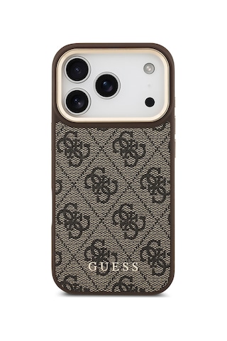 Apple Uyumlu iPhone 17 Pro Kılıf Guess Lisanslı M-safeli Askılı Ve 4g Logo Kartlıklı Kapak Kahverengi Kahverengi