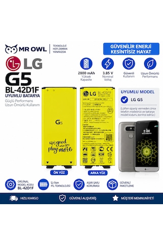 Lg G5 Uyumlu Bl-42d1f 2800 Mah 3.85v Li-ıon Batarya Lg G5 Uyumlu Bl-42d1f 2800 Mah 3.85v Li-ıon Batarya