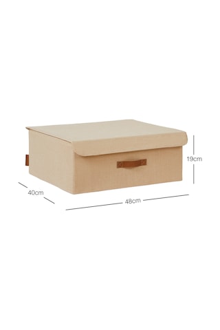 Ocean Home Textile Jüt Keten Kumaş Kapaklı Kutu 48 x 40 x 19 cm