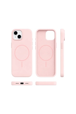 iPhone Uyumlu 13 Aura Akıllı Magsafe Animasyonlu Silikon Kılıf Açık Pembe