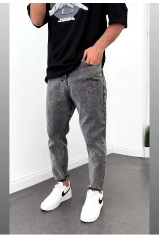Erkek Boyfiend Gri Kot Pantolon Gri