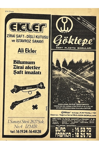 İzmir 1982-1983 Meslek Reklam İlanı Efemera S613