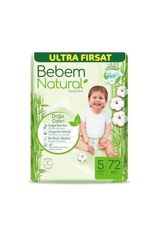 Bebem Natural Bebek Bezi 5 Numara Junior Ultra Fırsat Paketi 72 Adet