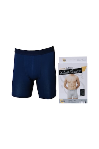 Silver Swan Modal Kumaş Lacivert Lüx Kutulu Boxer Ekonomik Paket 3'Lü Lacivert