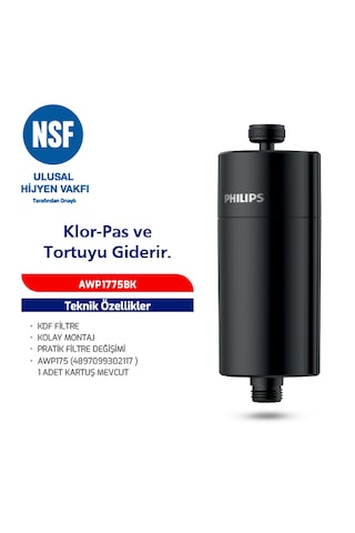 Philips Duş Filtresi Cilt Ve Saç Dostu Awp1775bk Siyah