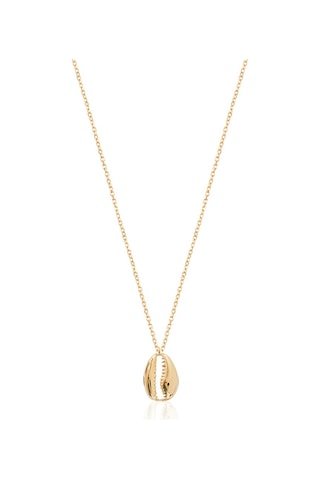 Taşsız Altın Kaplama Deniz Kabuğu Gümüş Kolye