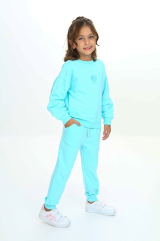 Toontoy Kids Toontoy Kız Çocuk Deniz Kabuğu Nakışlı Eşofman Takım Su Yeşili