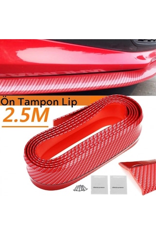 Kırmızı Renkli 2,5 Metre Araba Oto Ön Tampon Koruyucu Kauçuk Pratik Tampon Şerit Bant Döşeme Kiti 5