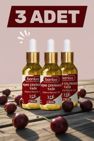 Vişne Çekirdeği Yağı 3x20 Ml %100 Saf Soğuk Sıkım - Cilt & Saç Bakımı Ve Doğal Desteği 60 ML