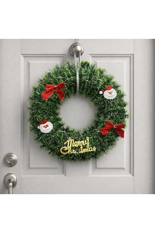 Noel Kapı Çelenkleri Yeşil Renkli Ağaç Asılı Ön Kapı Süsü Yılbaşı Kapı Süsü 40 Cm 50 x 22