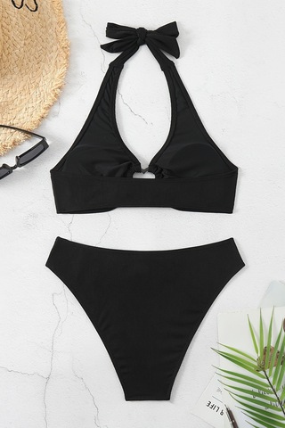 Angelsin Kalp Aksusuarlı Bikini Takım Çıkartılabilir Kaplı Siyah