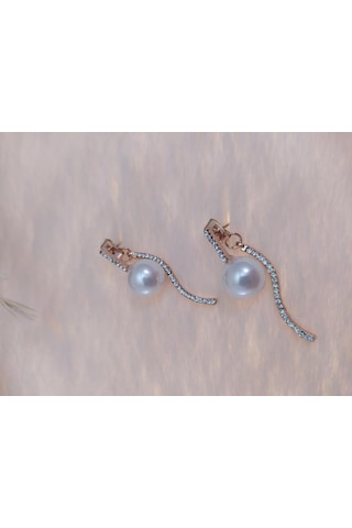 Hdmarketim Swarovski Taşlı İncili Doğa Temalı Küpe Çok Renkli