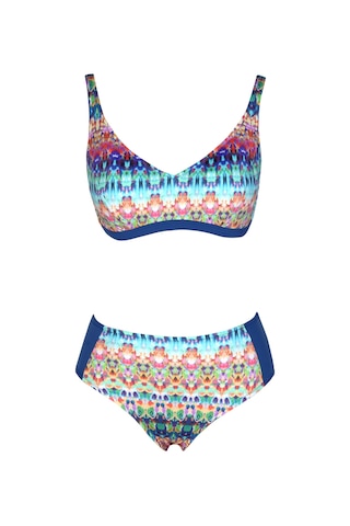 Endeep Beria Kadın Mavi Etnik Desenli Toparlayıcı Askılı Bikini Takımı Mavi