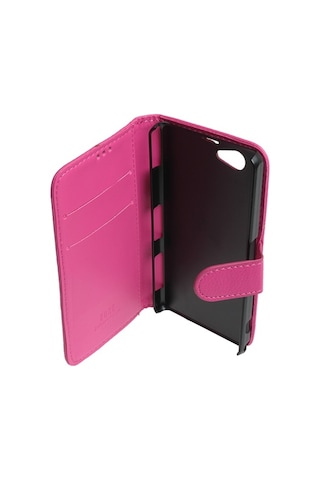 Xperia Z1 Compact İle Uyumlu Kılıf Yan Model Kartlıklı Cüzdanlı Pembe