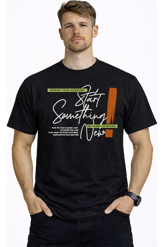 Herkesemoda Start New Detaylı Basic Erkek T-shirt Siyah