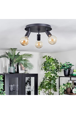 Riolight Modern1 Siyah1 3xe27 Mafsallı Hareketli Başlık Glop Ampul Hariç Metal Spot Avize Siyah