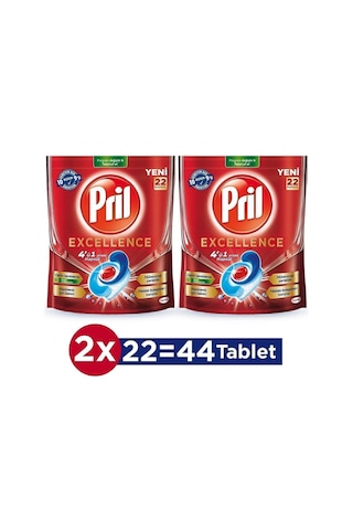 Pril Excellence 4 Ü 1 Arada 44 Kapsül 2 x 22'li Paket